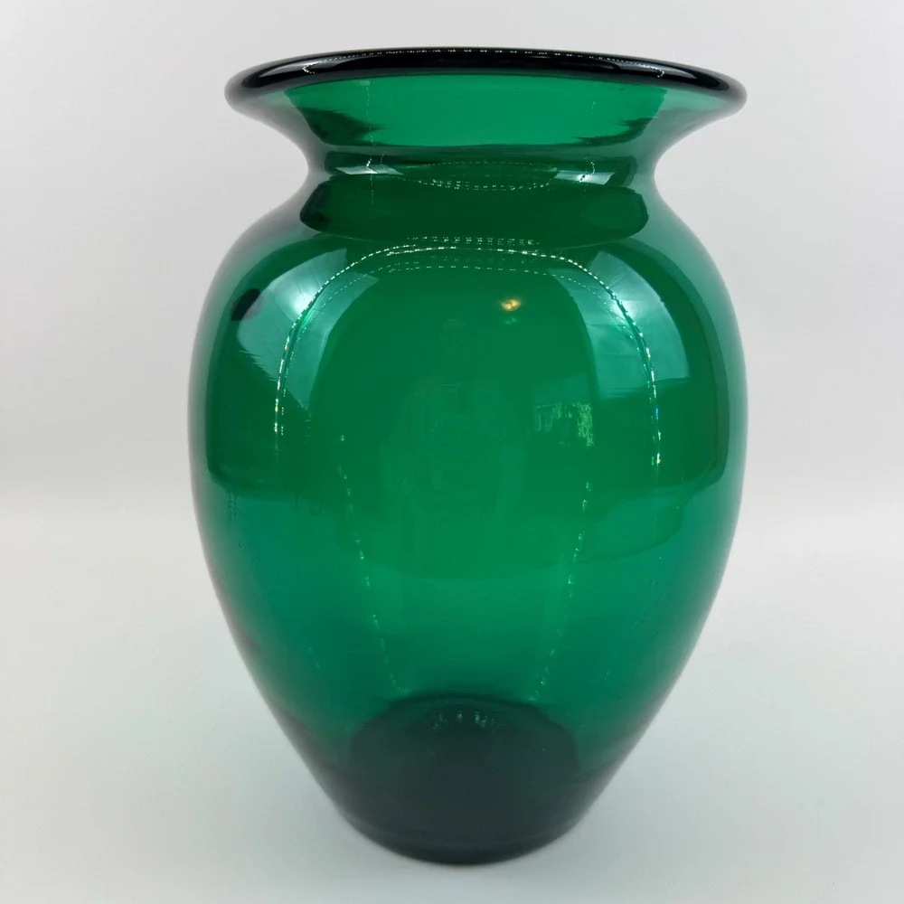 Blenko 431L Emerald Green Hand Blown‎ Glass Vase Original Foil Sticker